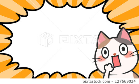 驚訝的貓和講話泡泡背景 16:9 127669024