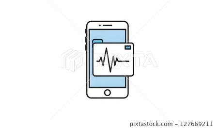 Mobile health application displays heart rate data on a smartphone screen in a contemporary design Mobile health application displays heart rate data on a smartphone screen in a contemporary design 127669211