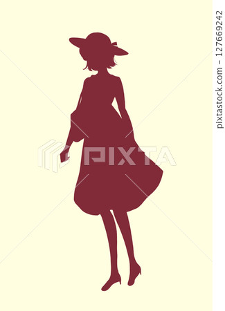 女人外出微笑仲夏剪影 女人外出微笑仲夏剪影 127669242