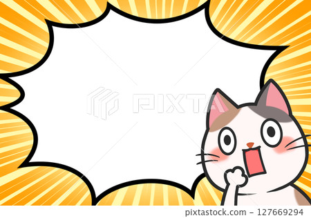 驚訝的貓和言語泡沫背景 驚訝的貓和言語泡沫背景 127669294