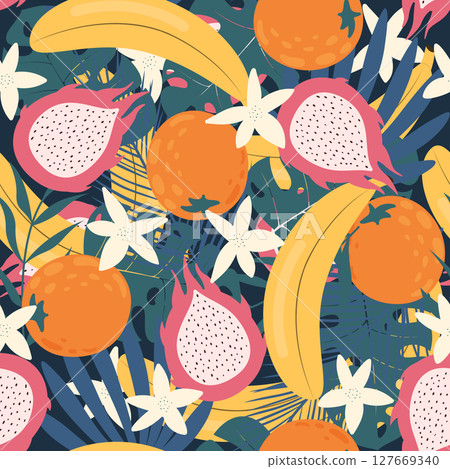 tropical fruits pattern 127669340