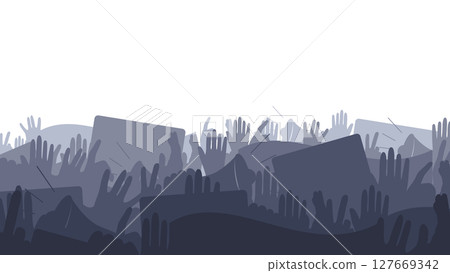 Crowd of people hands silhouettes 127669342