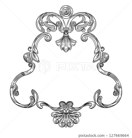 Engraved damask border with flora ornaments vector illustration 127669664