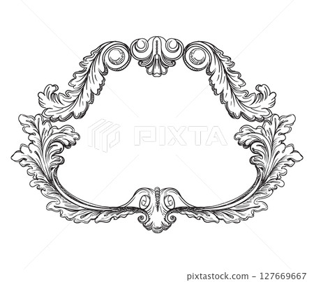 Hand drawing filigree flourish frame vector illustration Hand drawing filigree flourish frame vector illustration 127669667