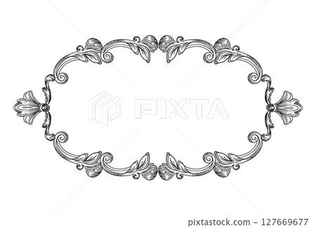 Engraving vintage frame vector isolated illustration Engraving vintage frame vector isolated illustration 127669677