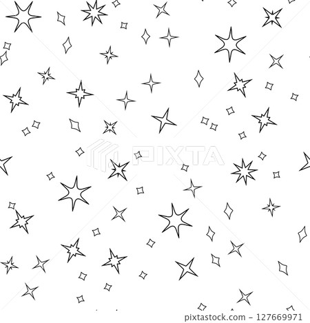 Vector seamless pattern hand drawn stars covering white surface, suitable for gift wrap, wallpaper, scrapbook design, textile prints, web graphics Vector seamless pattern hand drawn stars covering white surface, suitable for gift wrap, wallpaper, scrapbook design, textile prints, web graphics 127669971