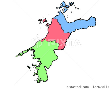 A slightly loose map of Ehime Prefecture, color-coded by region, Shikoku A slightly loose map of Ehime Prefecture, color-coded by region, Shikoku 127670115