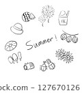 手繪夏季圖像插圖單色 127670126