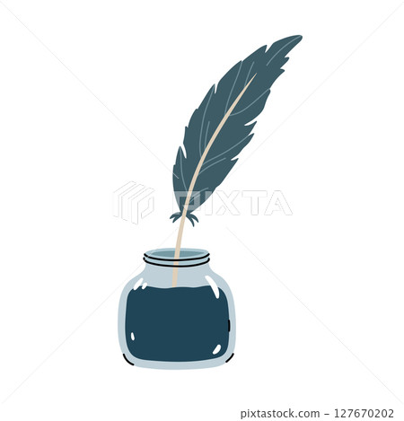 Inkstand with a quill pen 127670202