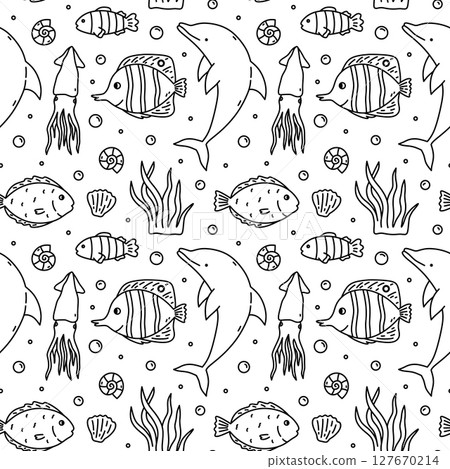 Cute seamless pattern with sea creatures Cute seamless pattern with sea creatures 127670214