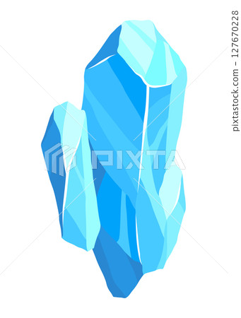 Crystal of ice, iceberg broken piece of ice, icicle, cold frozen block ice mountain, winter landscape for game design cartoon vector illustration 127670228