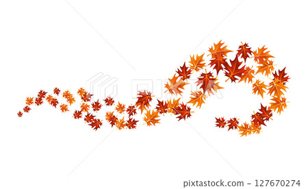 Autumn leaves design element. Fall colorful maple leaves border on white background. Vector illustration 127670274