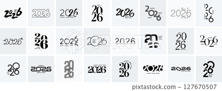 2026 number set, New Year text logo vector design collection 127670507