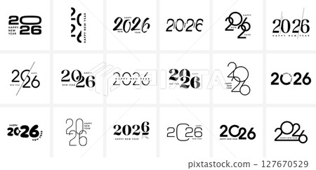 2026 set, New Year number logo vector collection 127670529