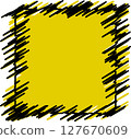 Black Scribble Frame on Bright Yellow Background Hand Drawn Abstract Design  127670609
