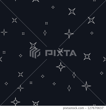 Starry seamless pattern spreading across dark background, night sky texture, vector 127670637