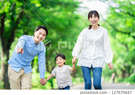 Families walking hand in hand 127670687