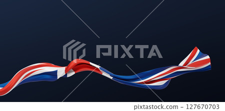 United kingdom flag on dark blue background with copy space 3D render 127670703