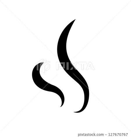 Illustration of flickering steam. Cartoon effect icon of heat, smell and aroma of hot food. Flickering flames 127670767