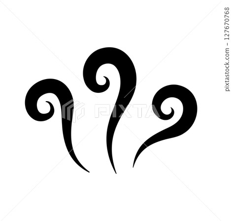 Illustration of flickering steam. Cartoon effect icon of heat, smell and aroma of hot food. Flickering flames 127670768