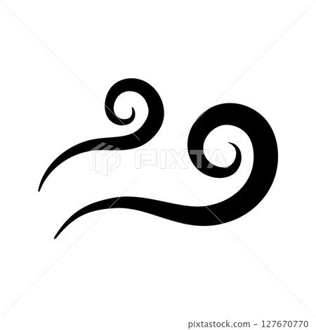 Illustration of flickering steam. Cartoon effect icon of heat, smell and aroma of hot food. Flickering flames 127670770