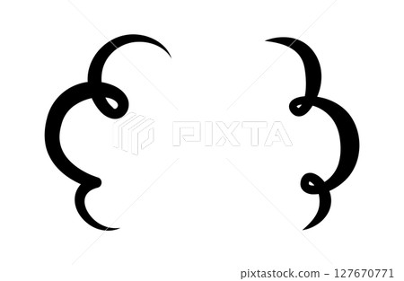 Illustration of flickering steam or vapor. Cartoon effect icon of heat, smell, and aroma of hot food. 127670771