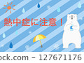 Heat stroke warning sign and polar bear 127671176