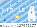 Heat stroke warning sign and polar bear 127671177