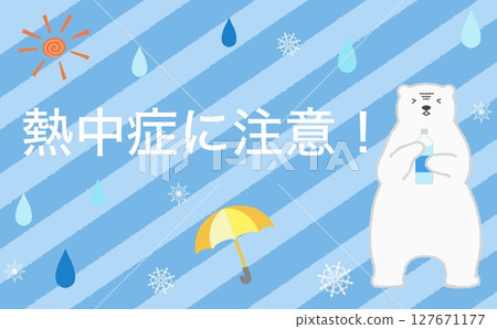 中暑警告標誌和北極熊 127671177