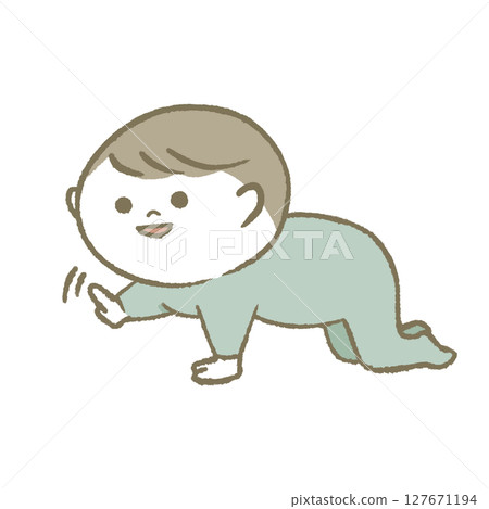 微笑嬰兒爬行,淺藍色 微笑嬰兒爬行,淺藍色 127671194
