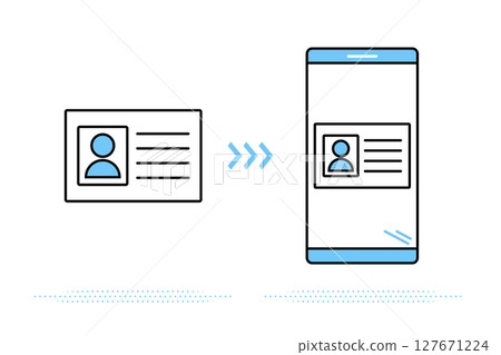 Illustration of how a card containing personal information can be linked to a smartphone 127671224