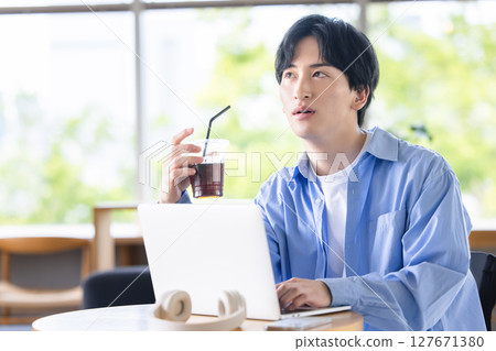 Thinking young man Thinking young man 127671380