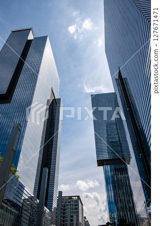 Skyscrapers and head offices of major Korean companies on Teheran-ro street in the Gangnam district of Seoul, South Korea 127671471