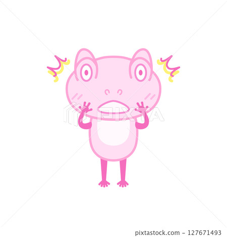 Frog illustration (peach, surprised) Frog illustration (peach, surprised) 127671493
