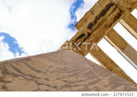 Pillar of propylaea monumental gateways to Acropolis Pillar of propylaea monumental gateways to Acropolis 127671525