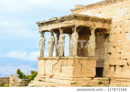 Porch of the Caryatids of Erechtheion ancient Greek temple 127671566