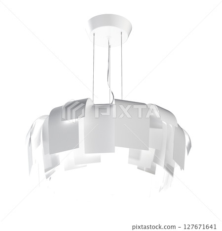 chandelier on the ceiling isolated on transparent background, hanging lamp, pendant light, 3D illustration, cg render 127671641