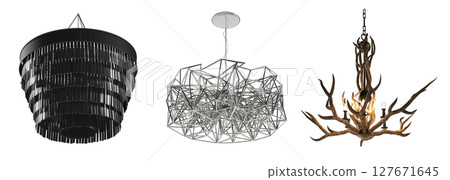 chandelier on the ceiling isolated on transparent background, hanging lamp, pendant light, 3D illustration, cg render chandelier on the ceiling isolated on transparent background, hanging lamp, pendant light, 3D illustration, cg render 127671645