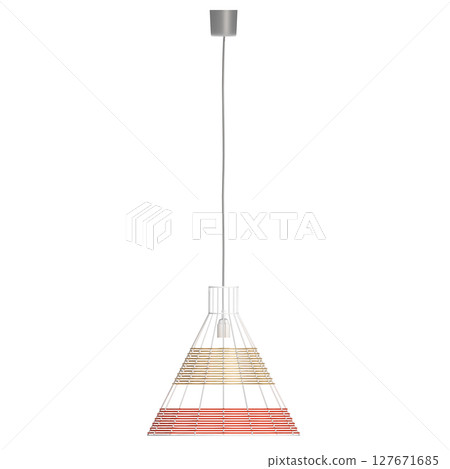 chandelier on the ceiling isolated on transparent background, hanging lamp, pendant light, 3D illustration, cg render 127671685
