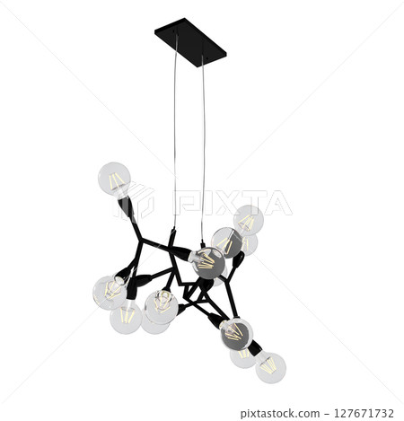 chandelier on the ceiling isolated on transparent background, hanging lamp, pendant light, 3D illustration, cg render chandelier on the ceiling isolated on transparent background, hanging lamp, pendant light, 3D illustration, cg render 127671732