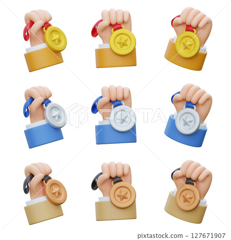 hand holding the medal 3D graphic 127671907