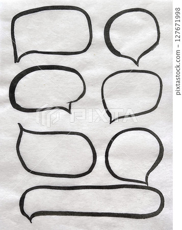 Brush stroke speech bubble set, ink frame speech bubble set, handwritten speech bubble set 127671998