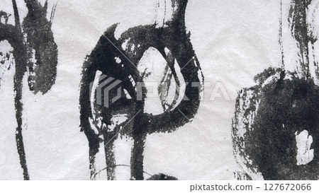 Ink drawings made with a brush, ink paintings with brush strokes, ink drawings made with a brush 127672066