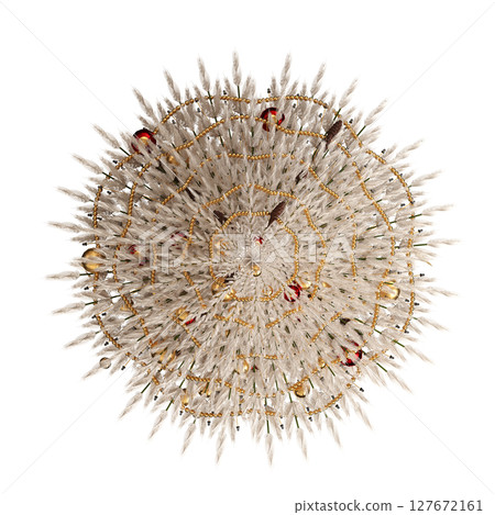 Christmas tree with decorations, isolate on a transparent background, 3d illustration, cg render 127672161