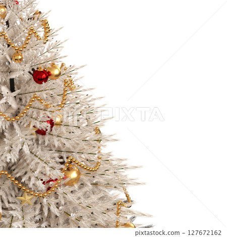 Christmas tree with decorations, isolate on a transparent background, 3d illustration, cg render Christmas tree with decorations, isolate on a transparent background, 3d illustration, cg render 127672162