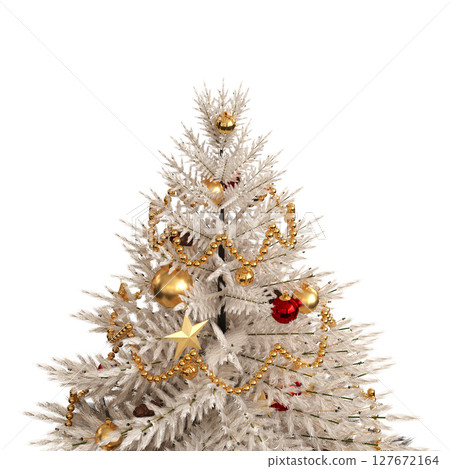 Christmas tree with decorations, isolate on a transparent background, 3d illustration, cg render Christmas tree with decorations, isolate on a transparent background, 3d illustration, cg render 127672164