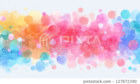 Colorful watercolor splash with soft round dots on bright background 127672390