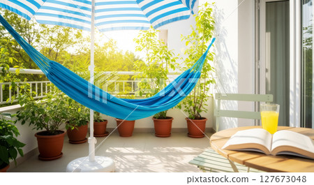 Sunny Balcony Oasis with Hammock 127673048