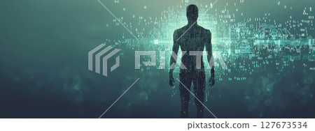 Digital Abstract Art, Minimalistic Body Formed by Ones and Zeros 127673534