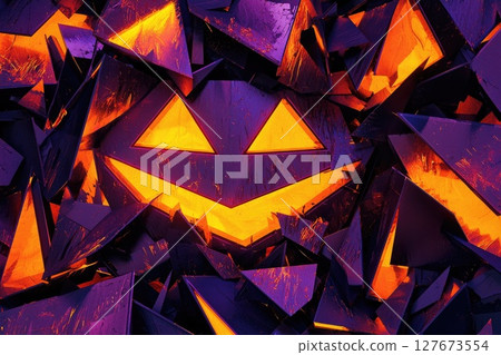 A Halloween themed image with a face made out of triangles 127673554